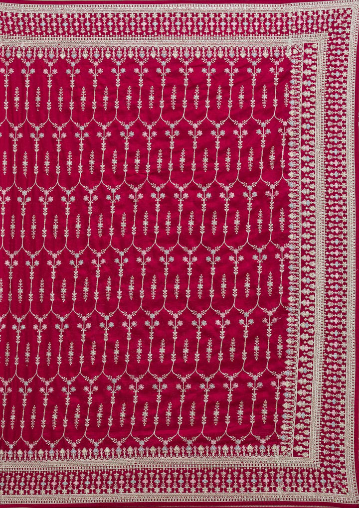 Maroon Threadwork Silk Saree