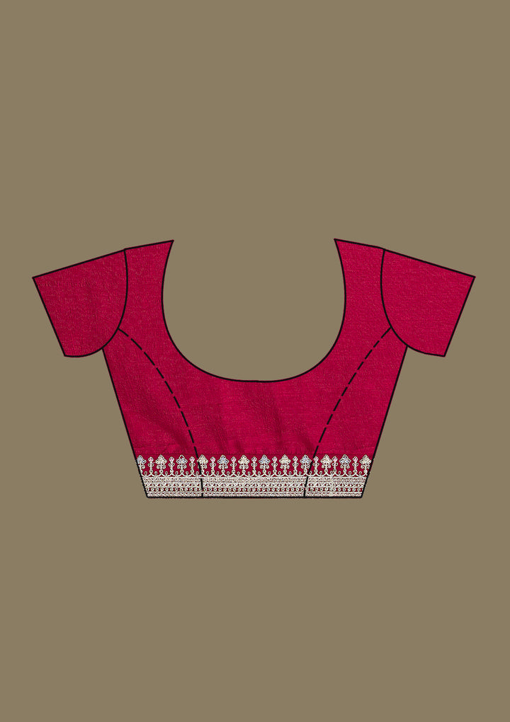Maroon Threadwork Silk Saree