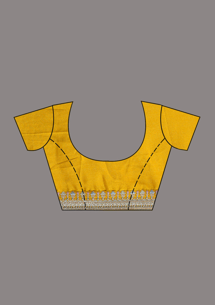 Mustard Threadwork Silk Saree