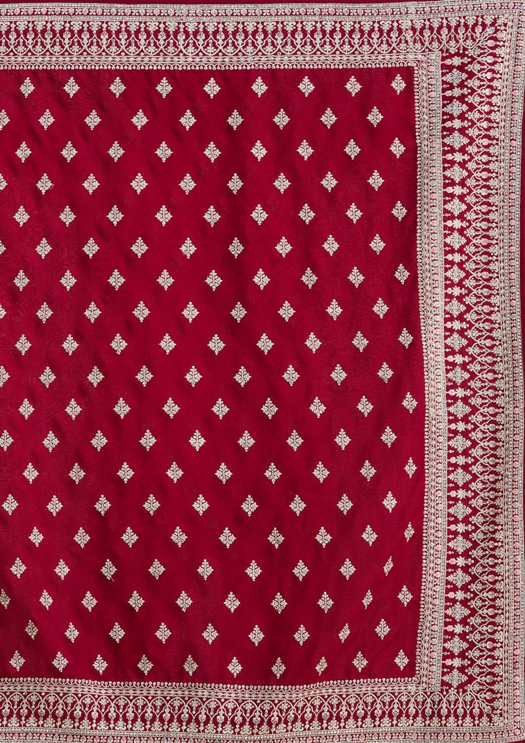 Maroon Threadwork Silk Saree