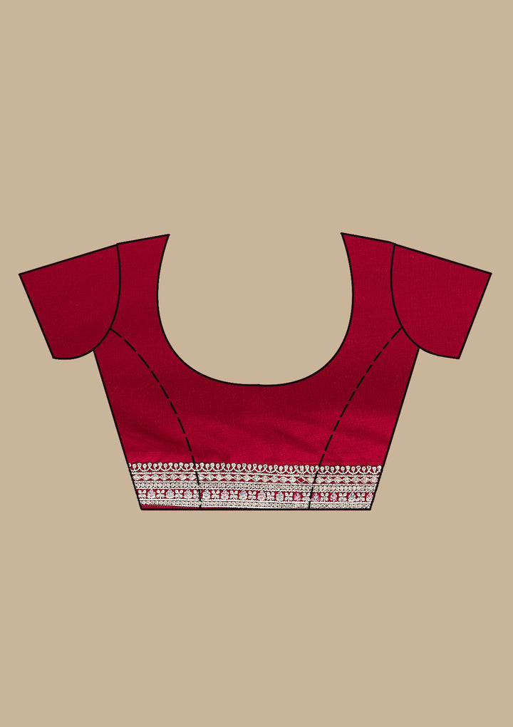 Maroon Threadwork Silk Saree