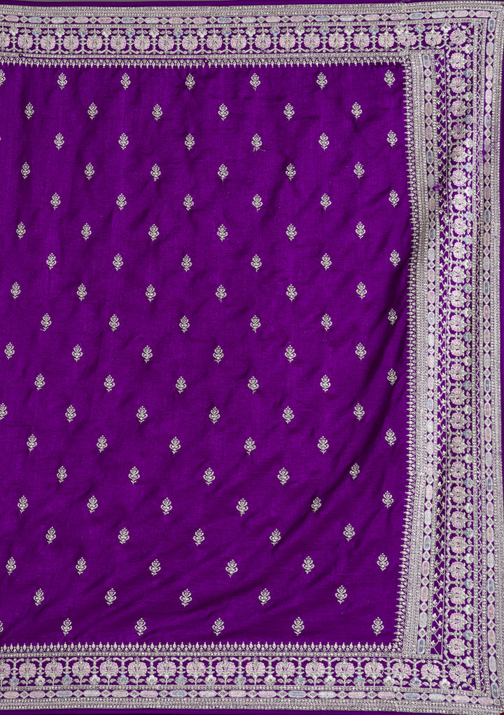 Purple Threadwork Silk Saree