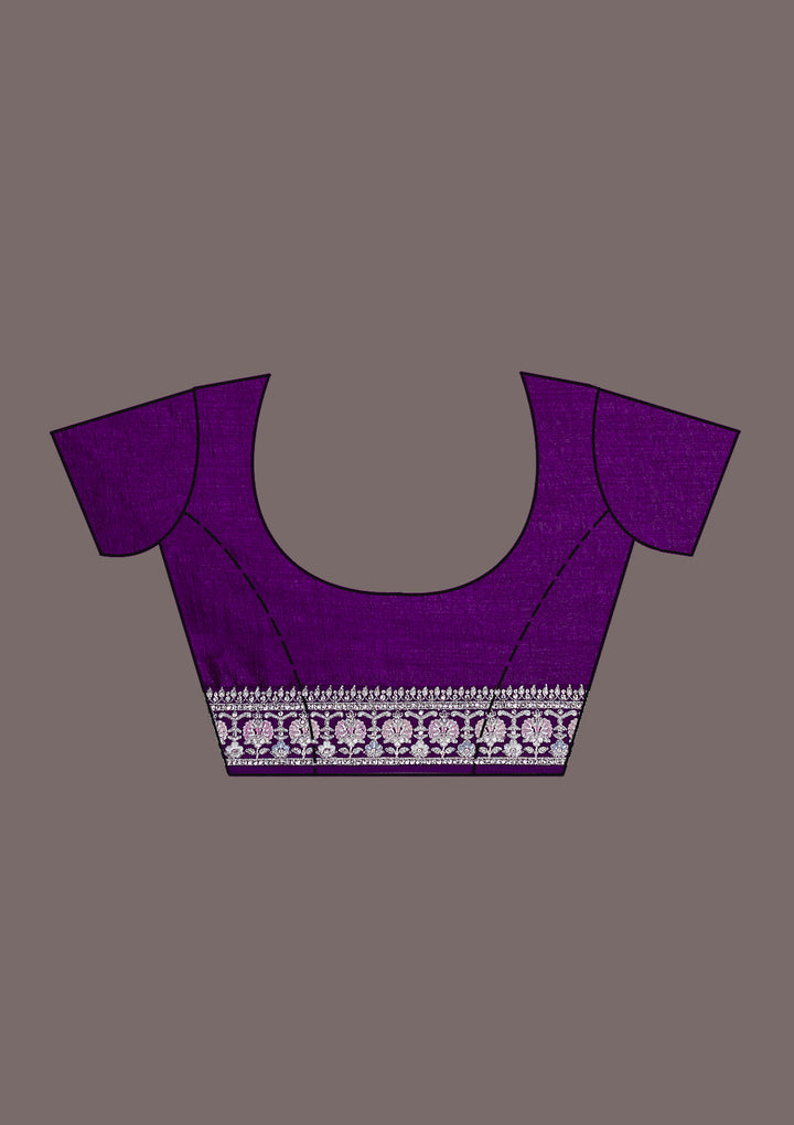 Purple Threadwork Silk Saree