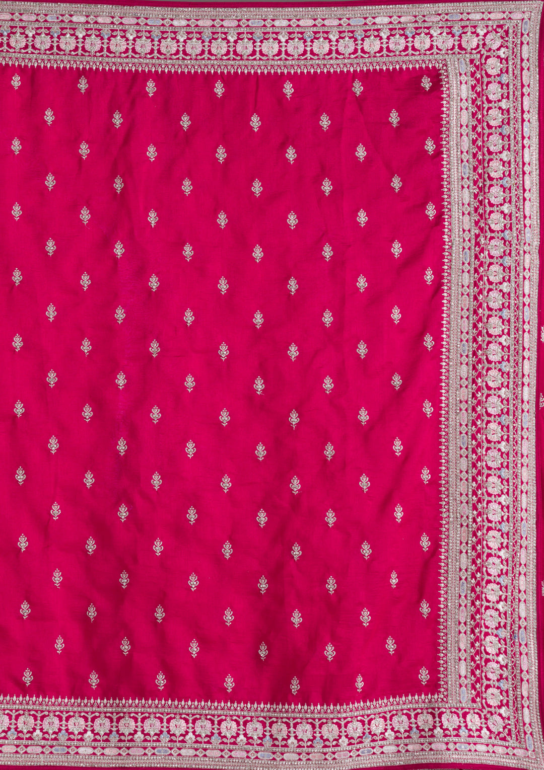 Rani Pink Threadwork Silk Saree