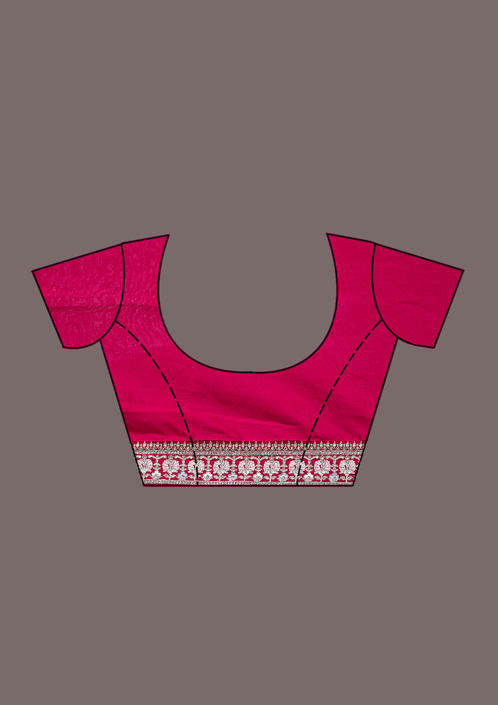 Rani Pink Threadwork Silk Saree