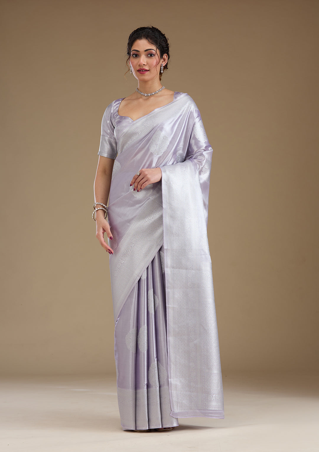 Lavender Zariwork Tissue Saree
