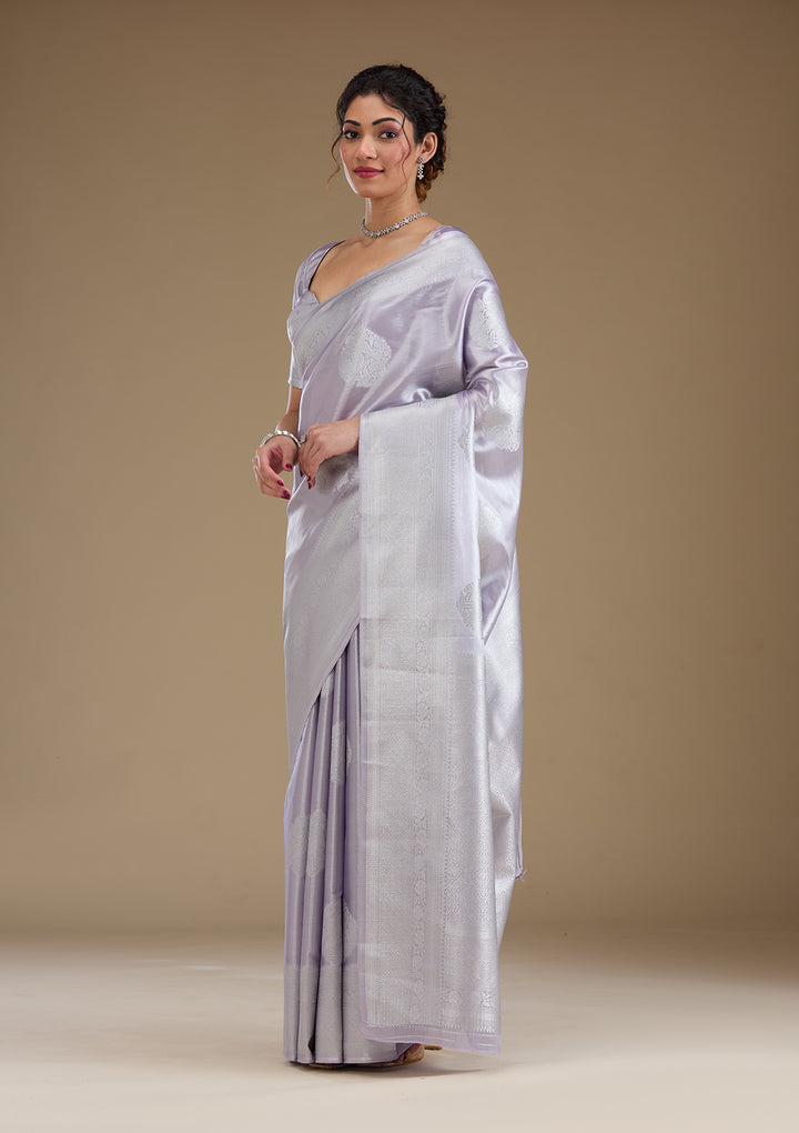 Lavender Zariwork Tissue Saree