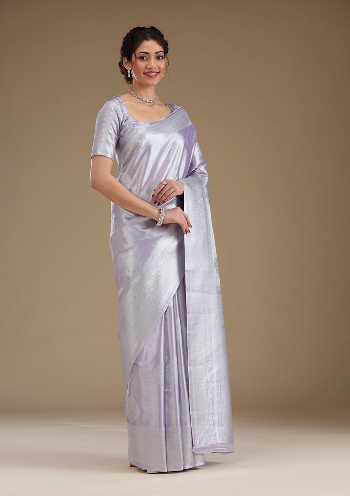 Lavender Zariwork Tissue Saree