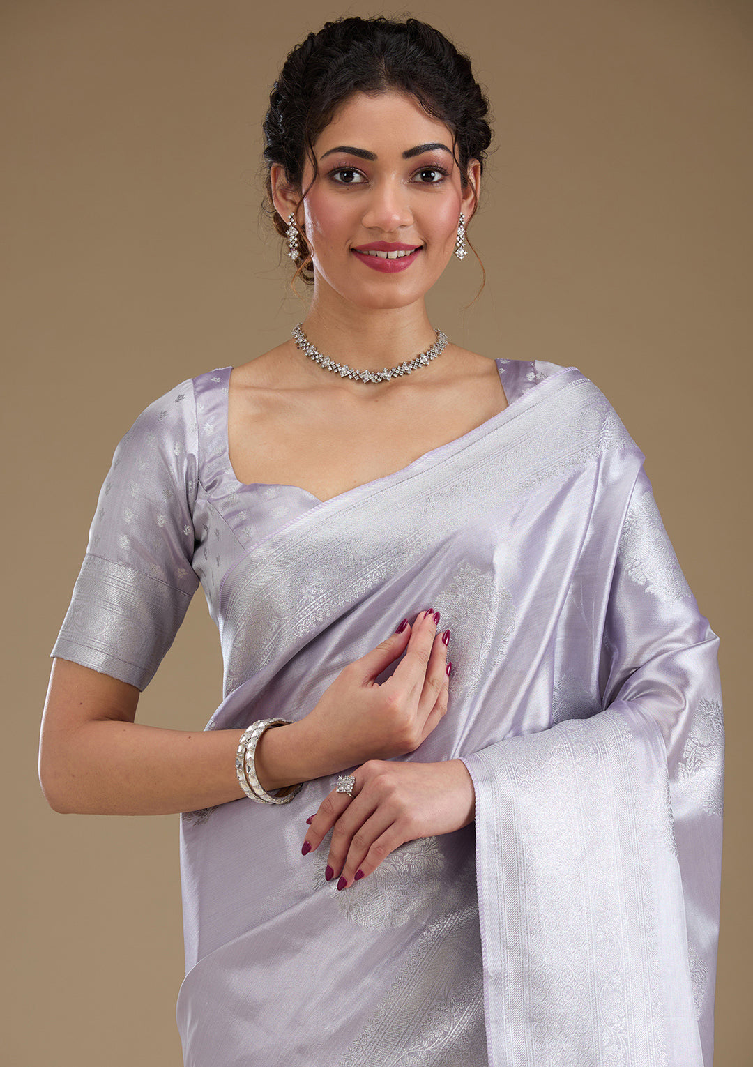 Lavender Zariwork Tissue Saree