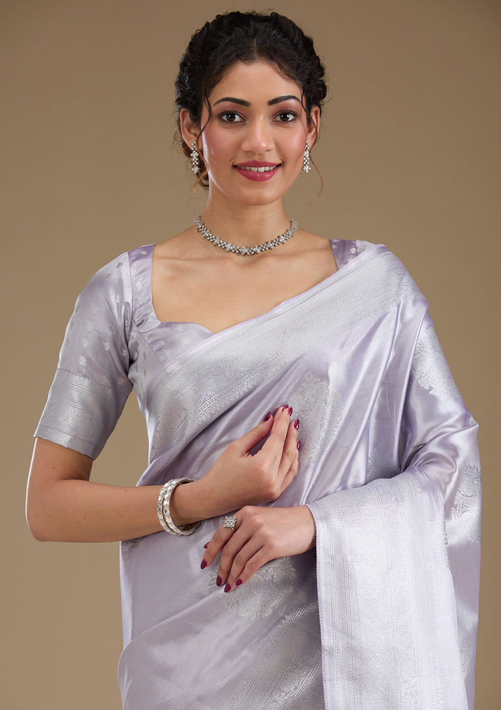 Lavender Zariwork Tissue Saree