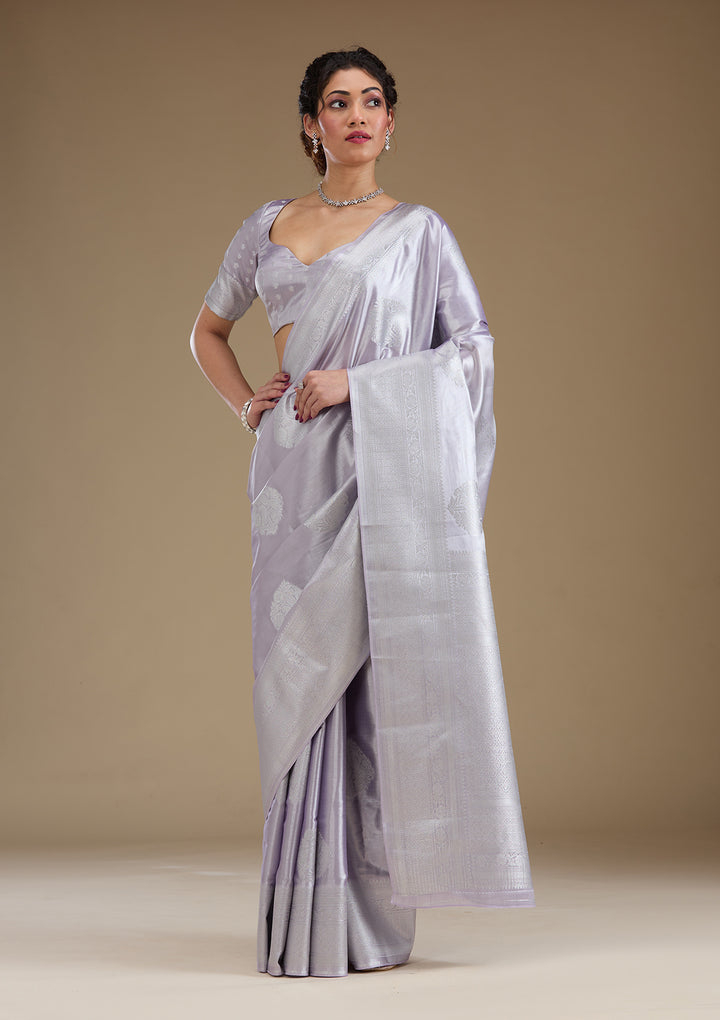 Lavender Zariwork Tissue Saree