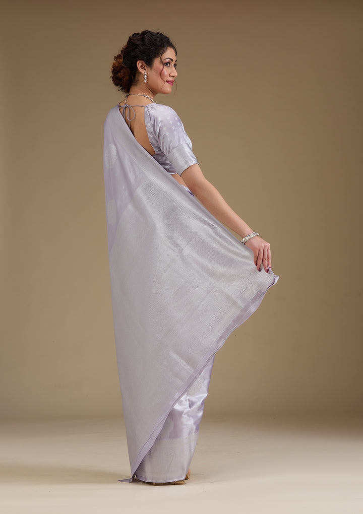 Lavender Zariwork Tissue Saree