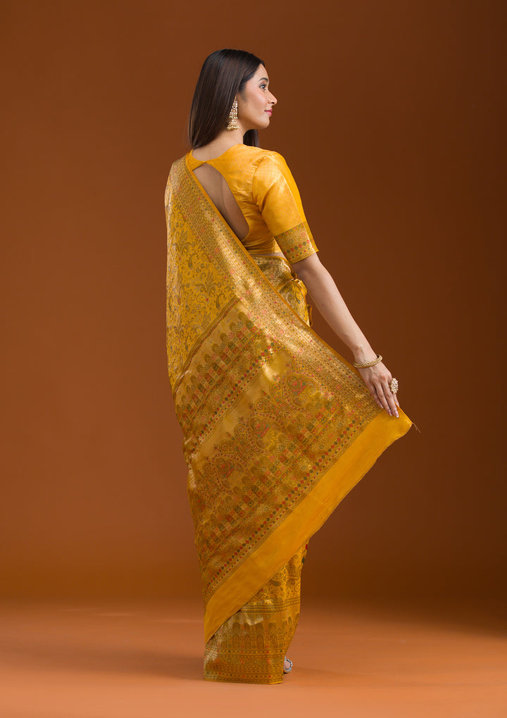 Mustard Zariwork Art Silk Saree