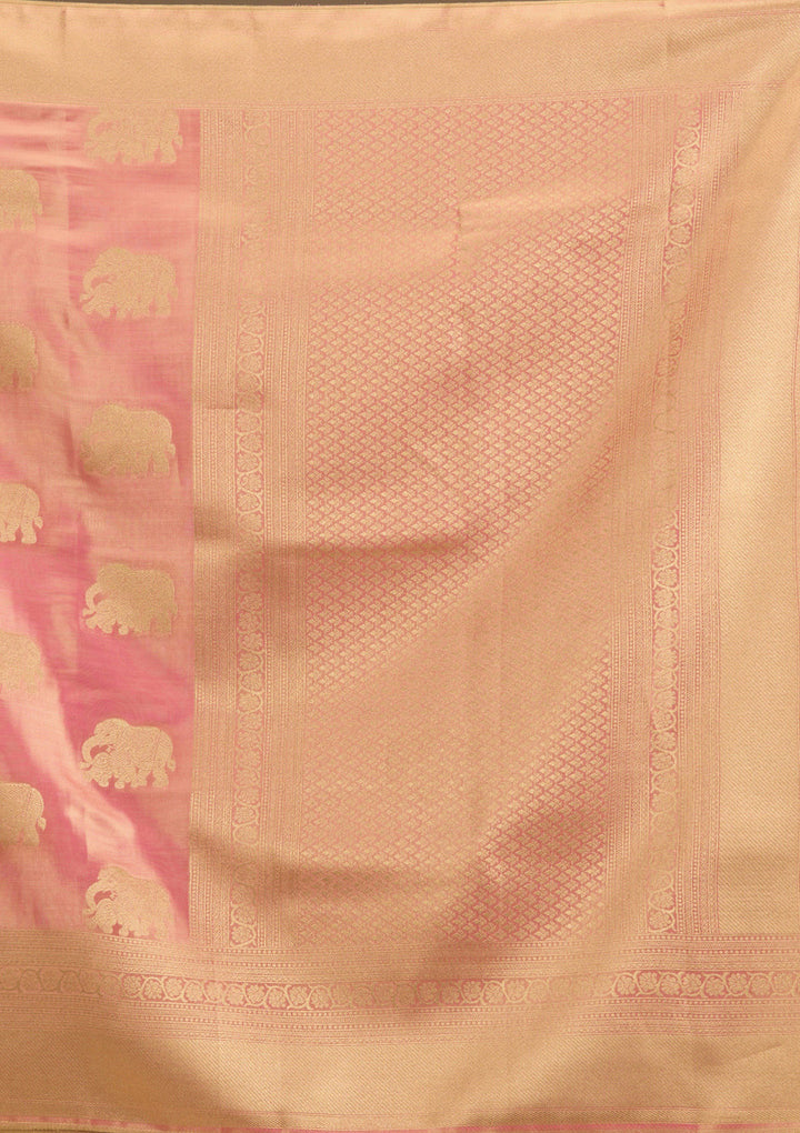 Onion Pink Zariwork Tissue Saree