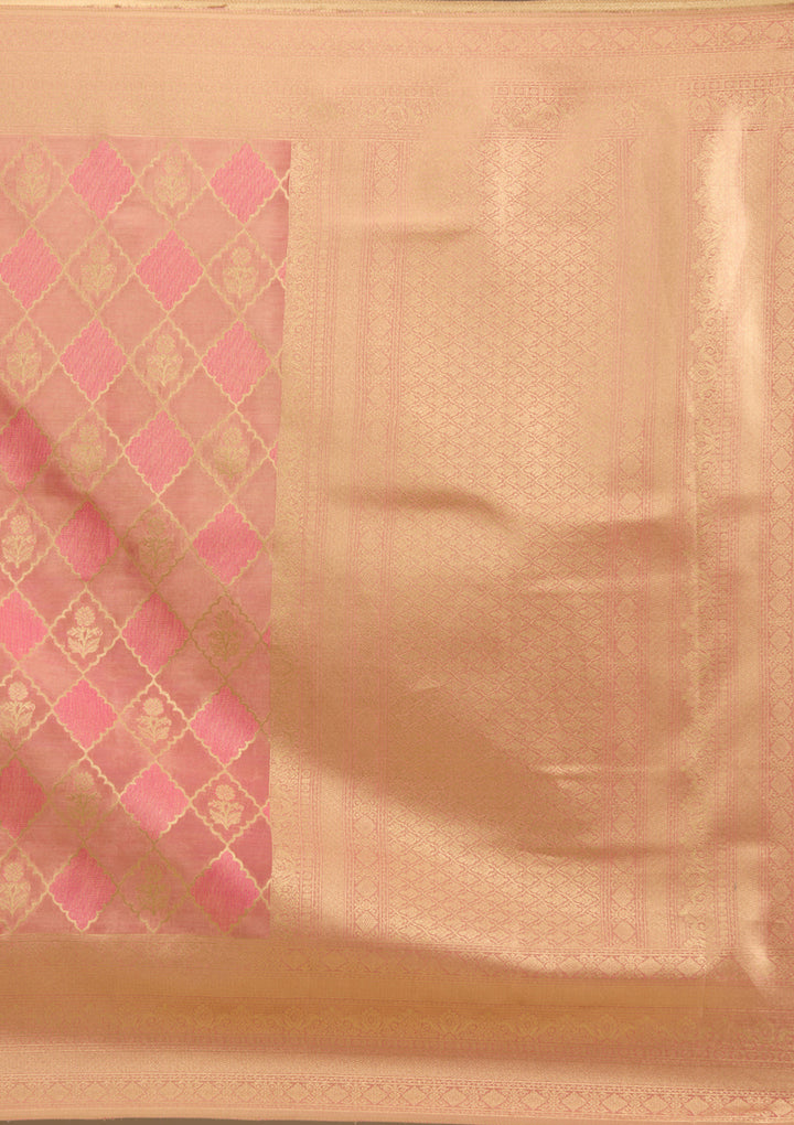 Rani Pink Zariwork Tissue Saree