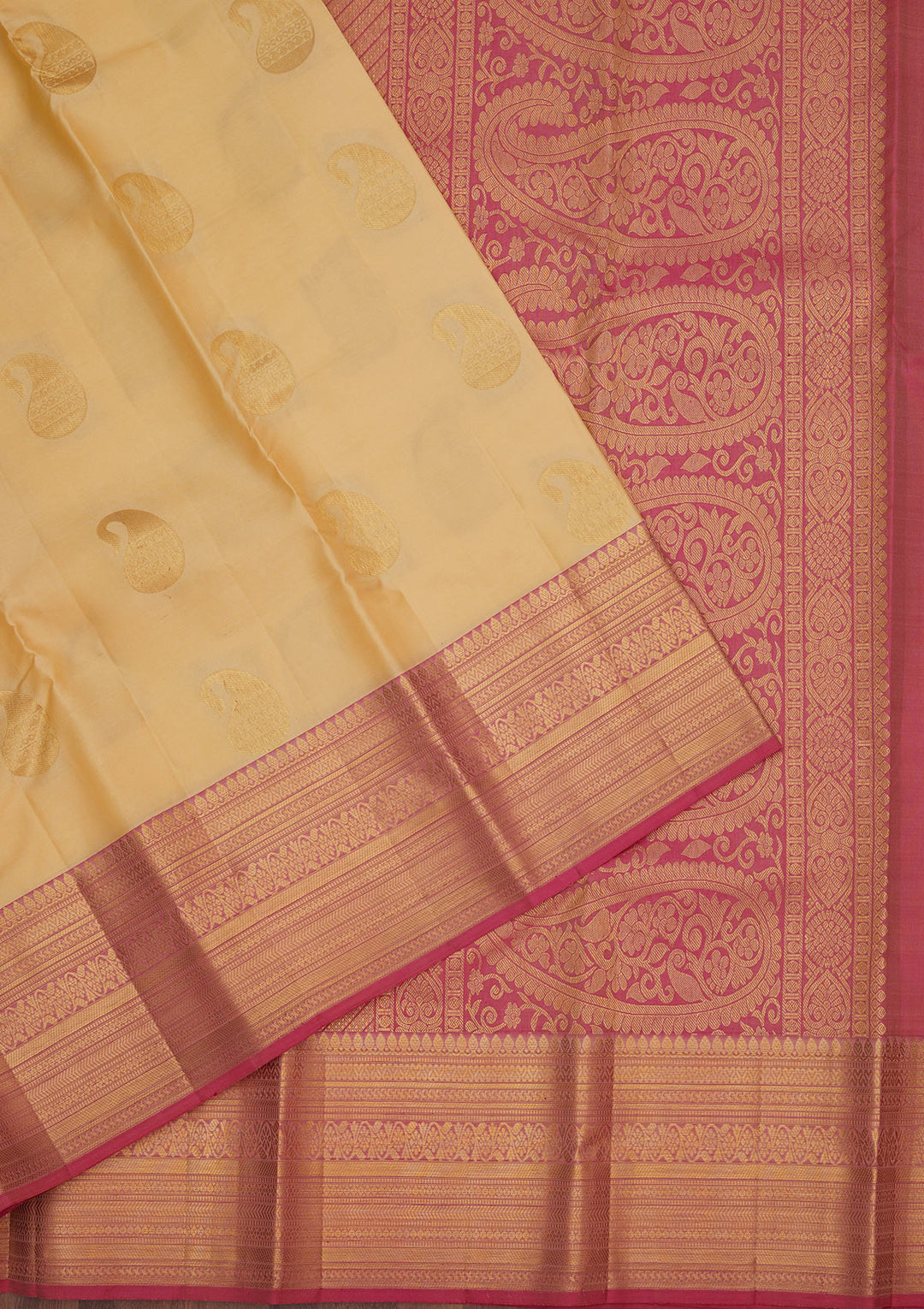 Cream Zariwork Pure Silk Saree