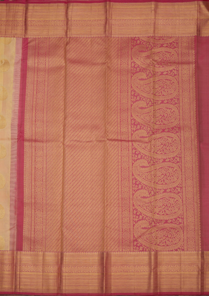 Cream Zariwork Pure Silk Saree