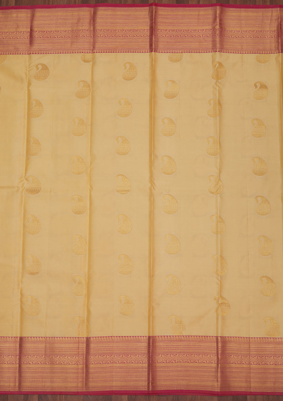 Cream Zariwork Pure Silk Saree
