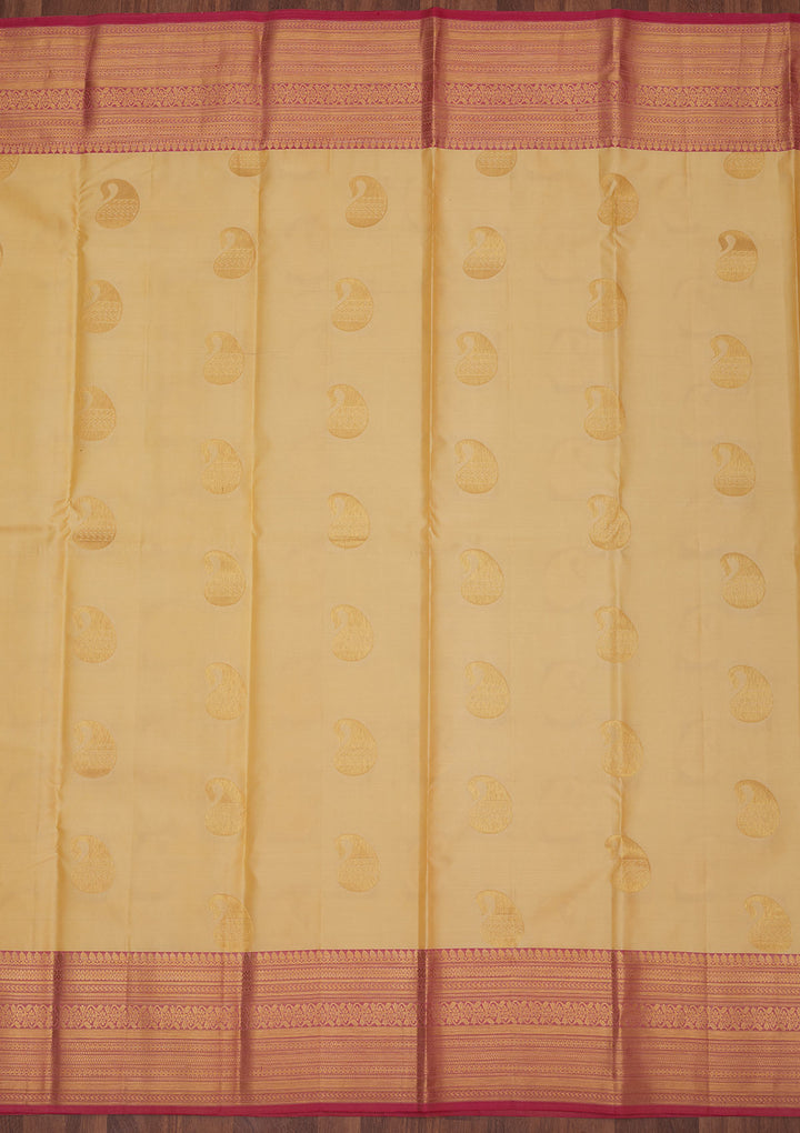 Cream Zariwork Pure Silk Saree