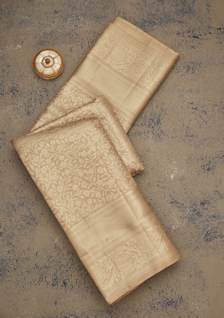 Grey Zariwork Pure Silk Saree