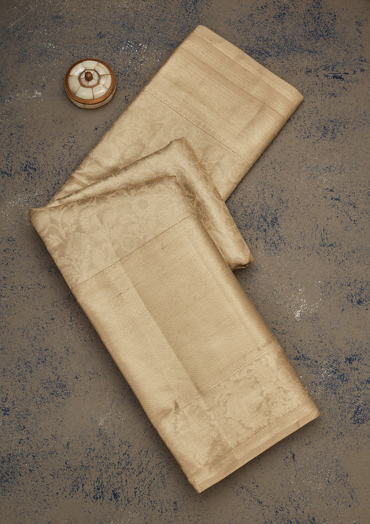 Off White Zariwork Pure Silk Saree