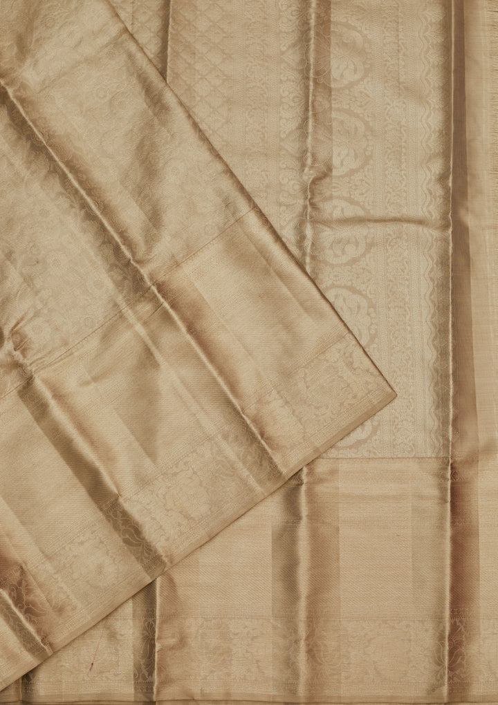 Off White Zariwork Pure Silk Saree