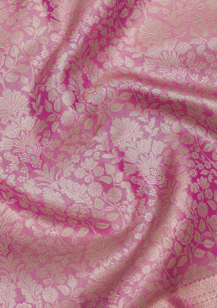 Rani Pink Zariwork Pure Silk Saree
