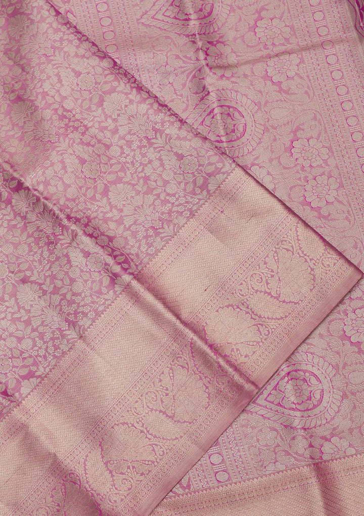 Rani Pink Zariwork Pure Silk Saree