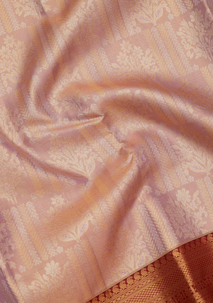 Onion Pink Zariwork Pure Silk Saree