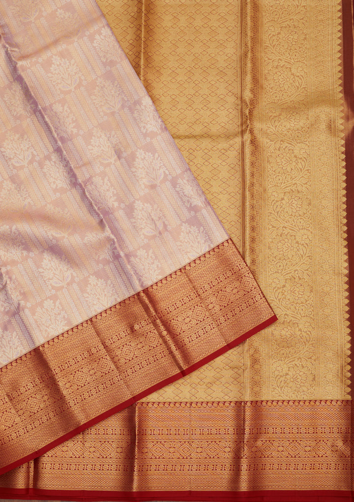 Onion Pink Zariwork Pure Silk Saree