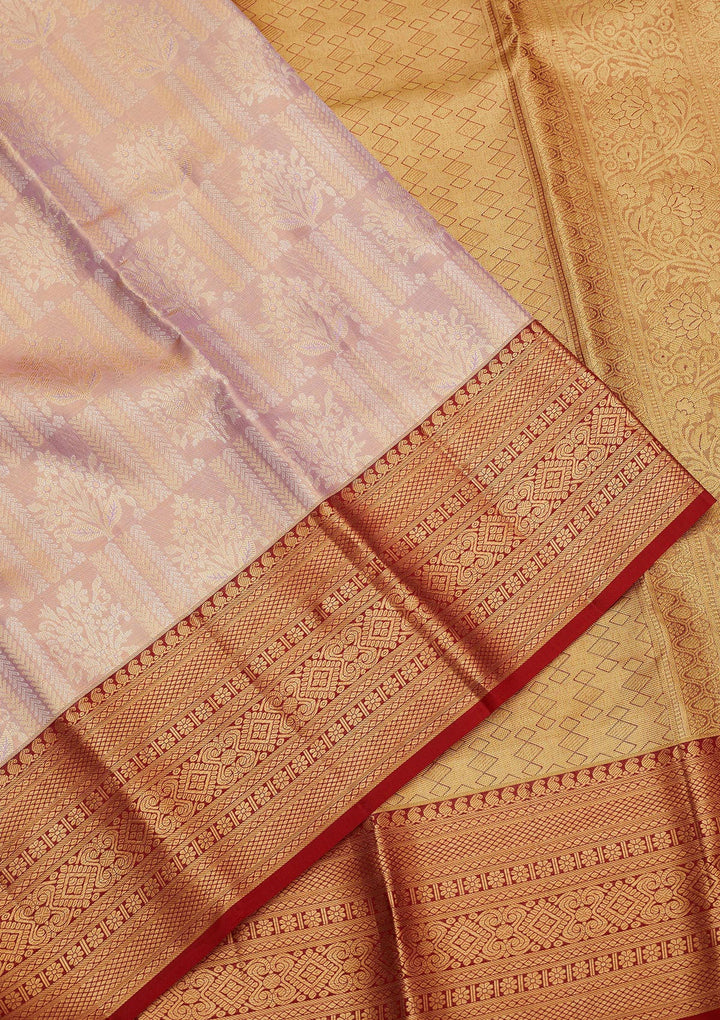 Onion Pink Zariwork Pure Silk Saree