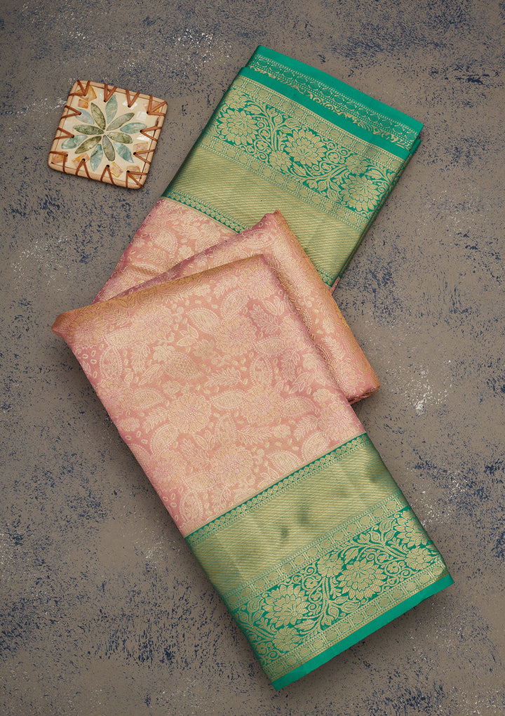 Baby Pink Zariwork Pure Silk Saree