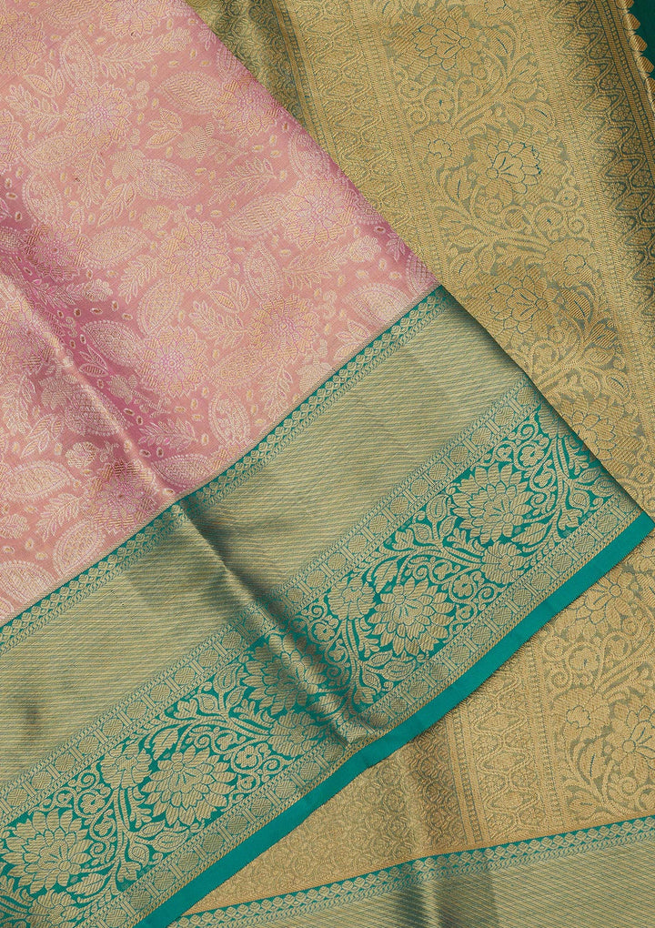 Baby Pink Zariwork Pure Silk Saree