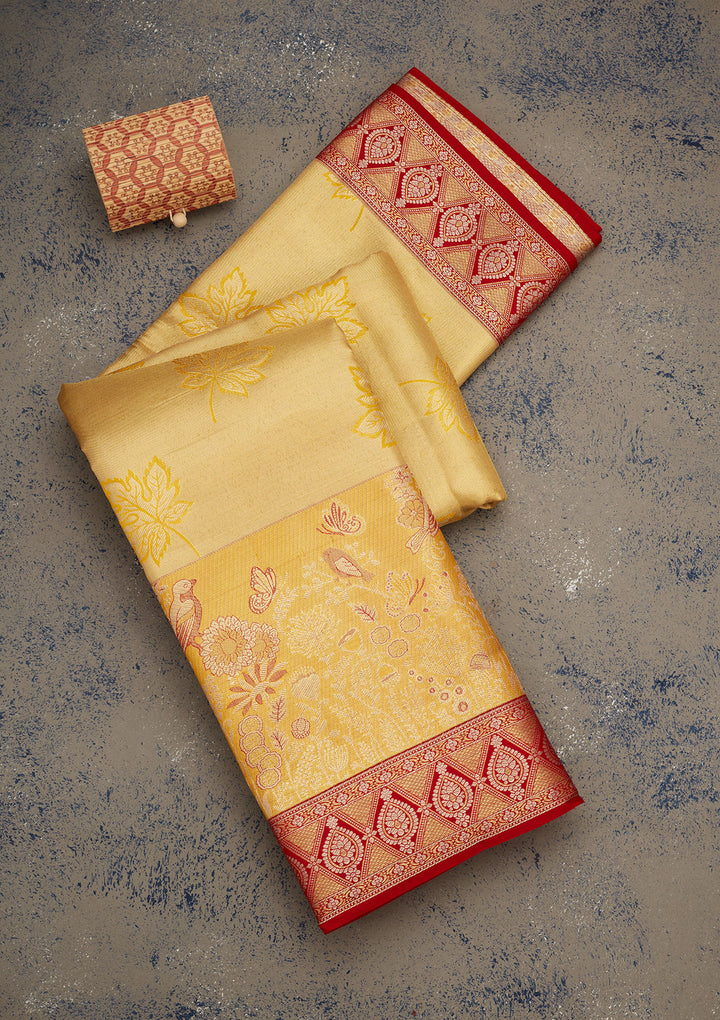 Yellow Zariwork Pure Silk Saree