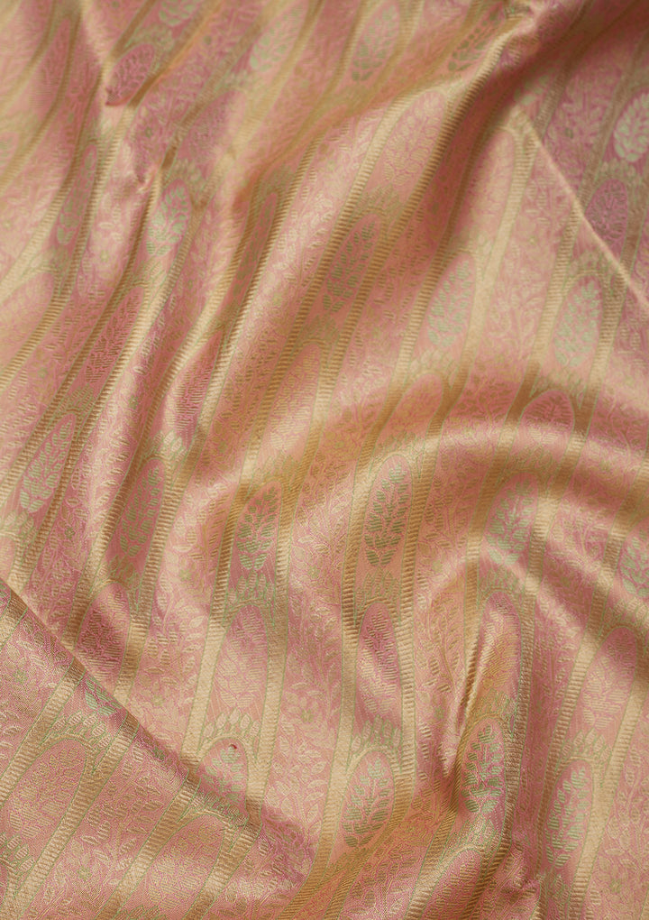 Peach Zariwork Pure Silk Saree