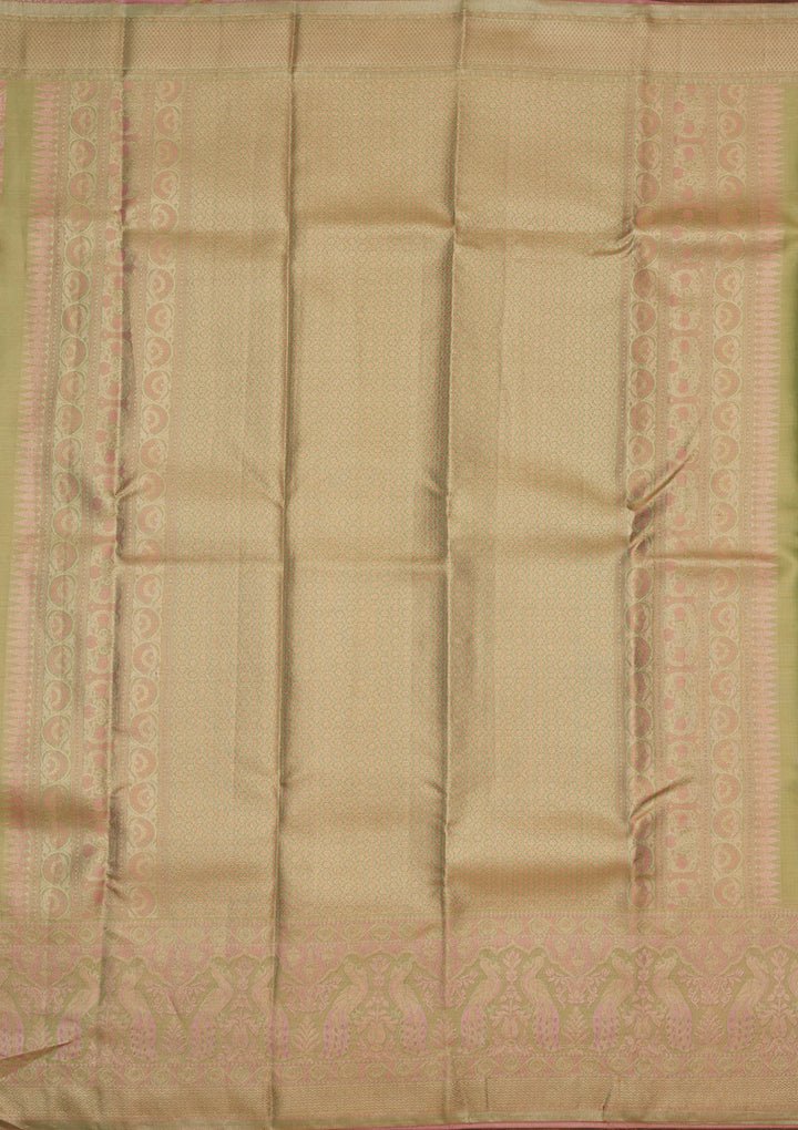 Peach Zariwork Pure Silk Saree