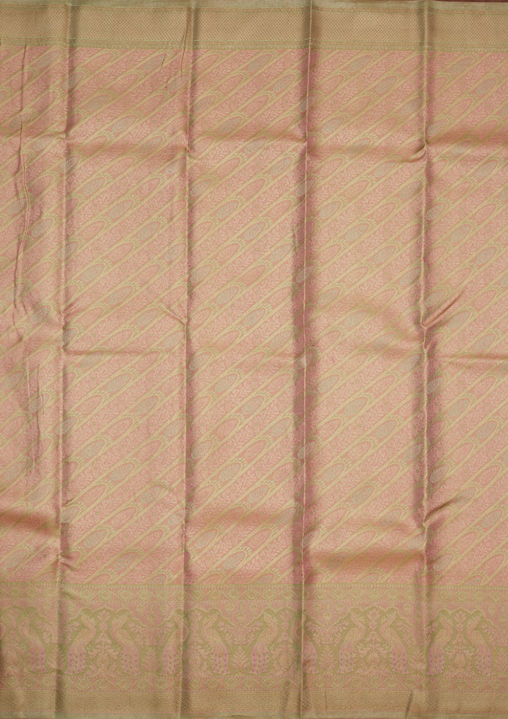Peach Zariwork Pure Silk Saree