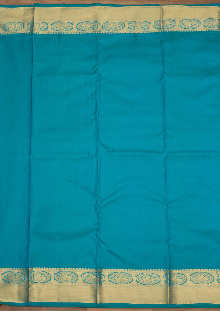 Royal Blue Zariwork (Gold) Silk Silk Saree