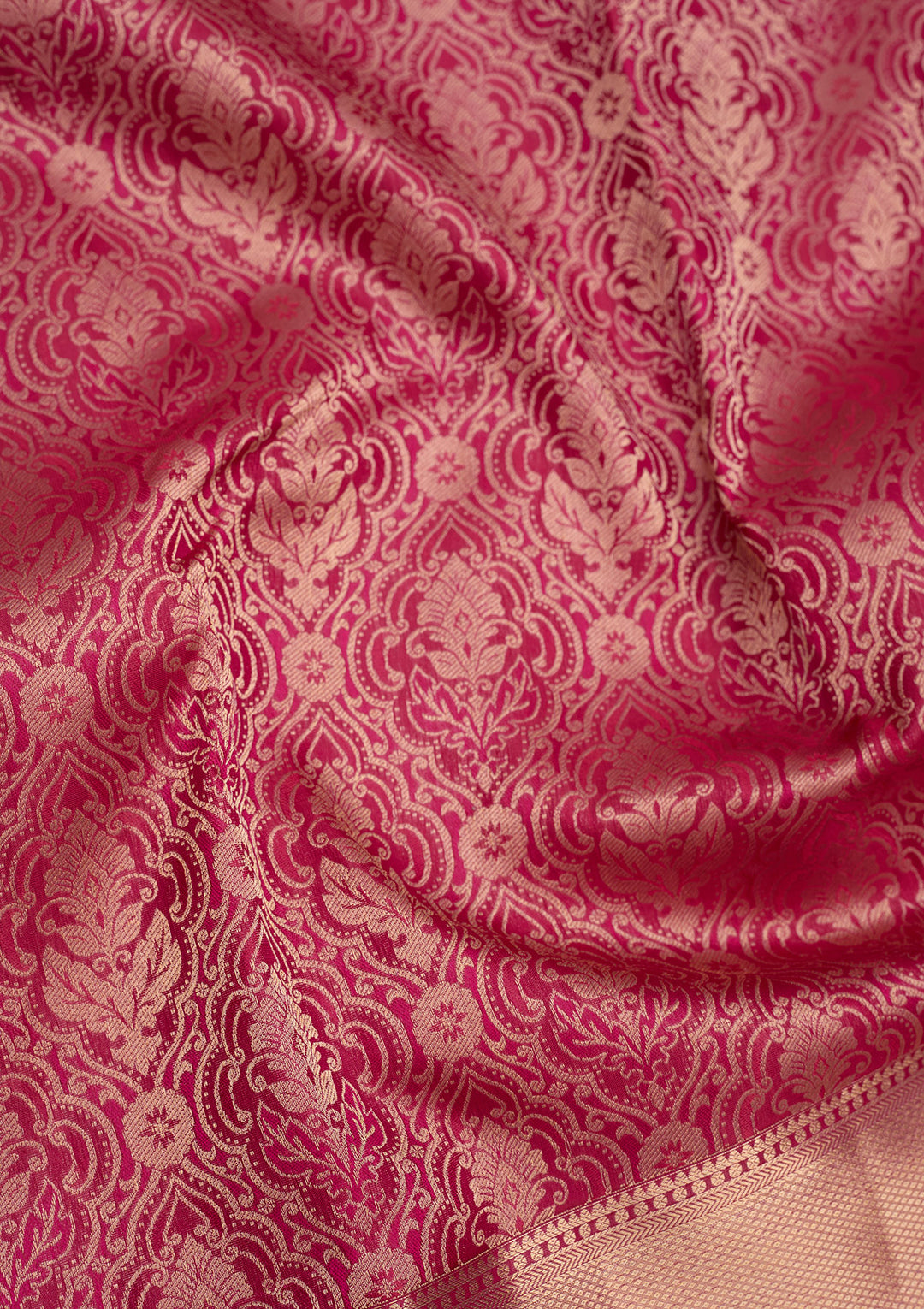 Rani Pink Zariwork Pure Silk Saree