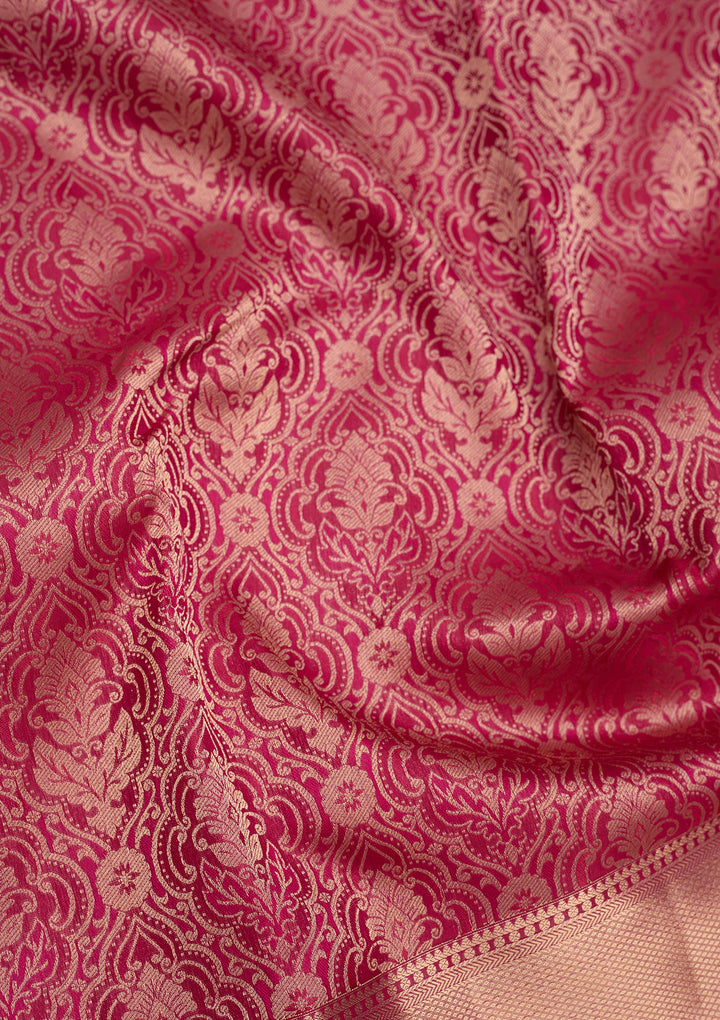 Rani Pink Zariwork Pure Silk Saree