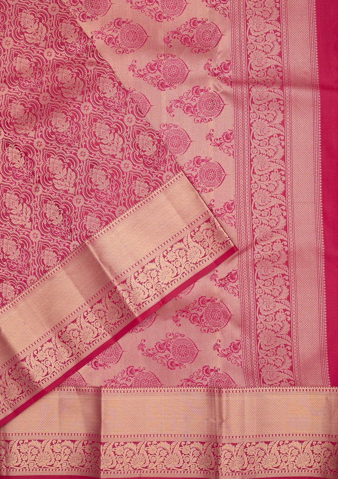 Rani Pink Zariwork Pure Silk Saree