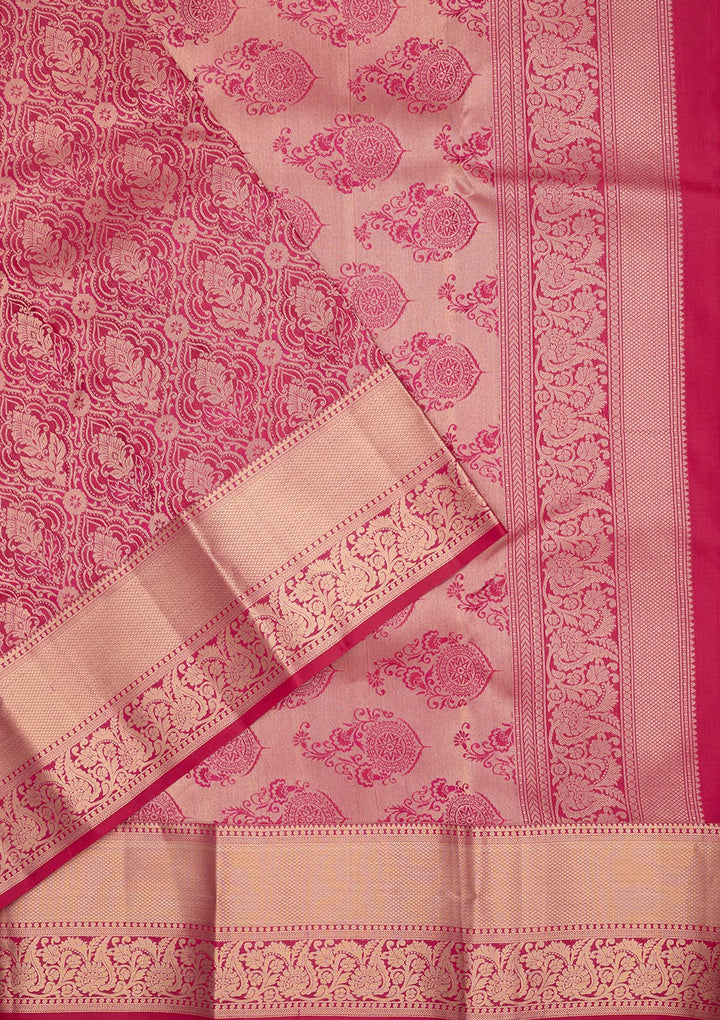 Rani Pink Zariwork Pure Silk Saree