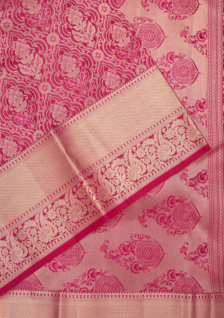 Rani Pink Zariwork Pure Silk Saree