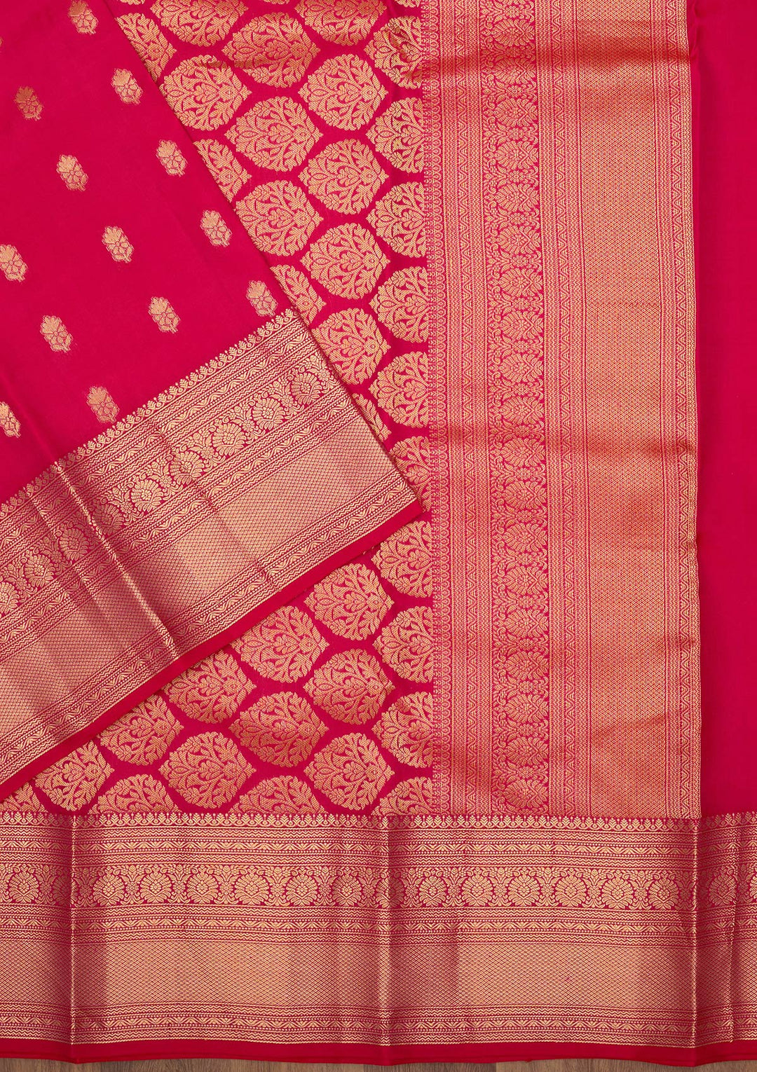Rani Pink Zariwork Pure Silk Saree