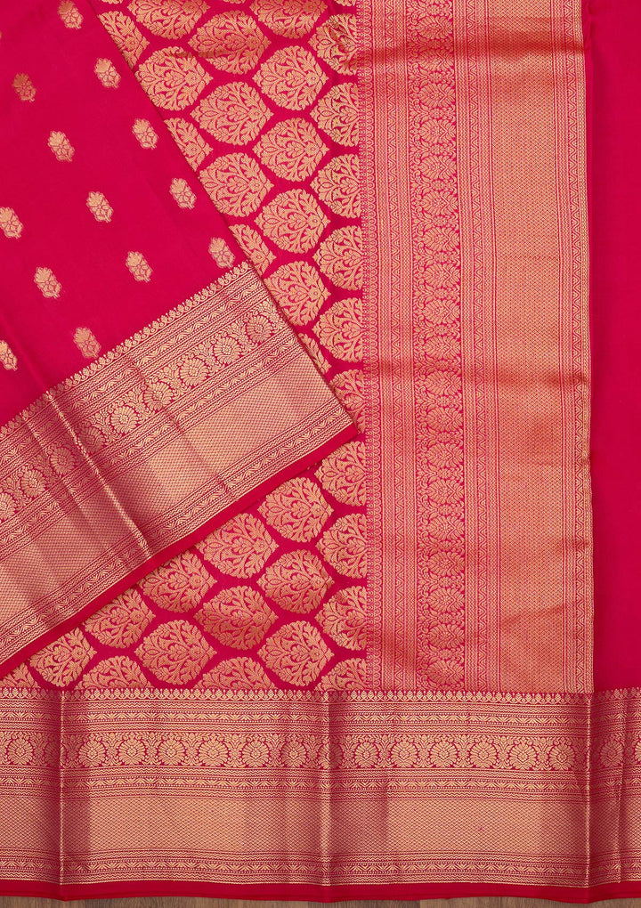 Rani Pink Zariwork Pure Silk Saree