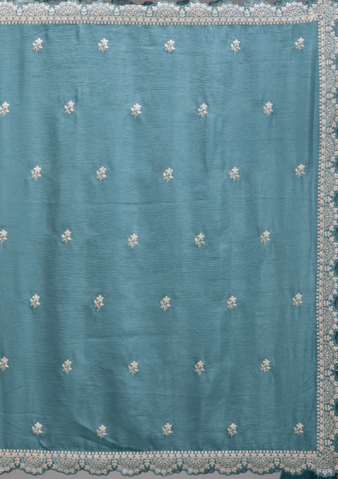 Peacock Blue Zariwork Georgette Saree