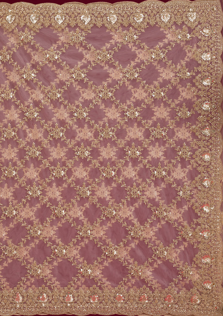 Baby Pink Zariwork Net Saree
