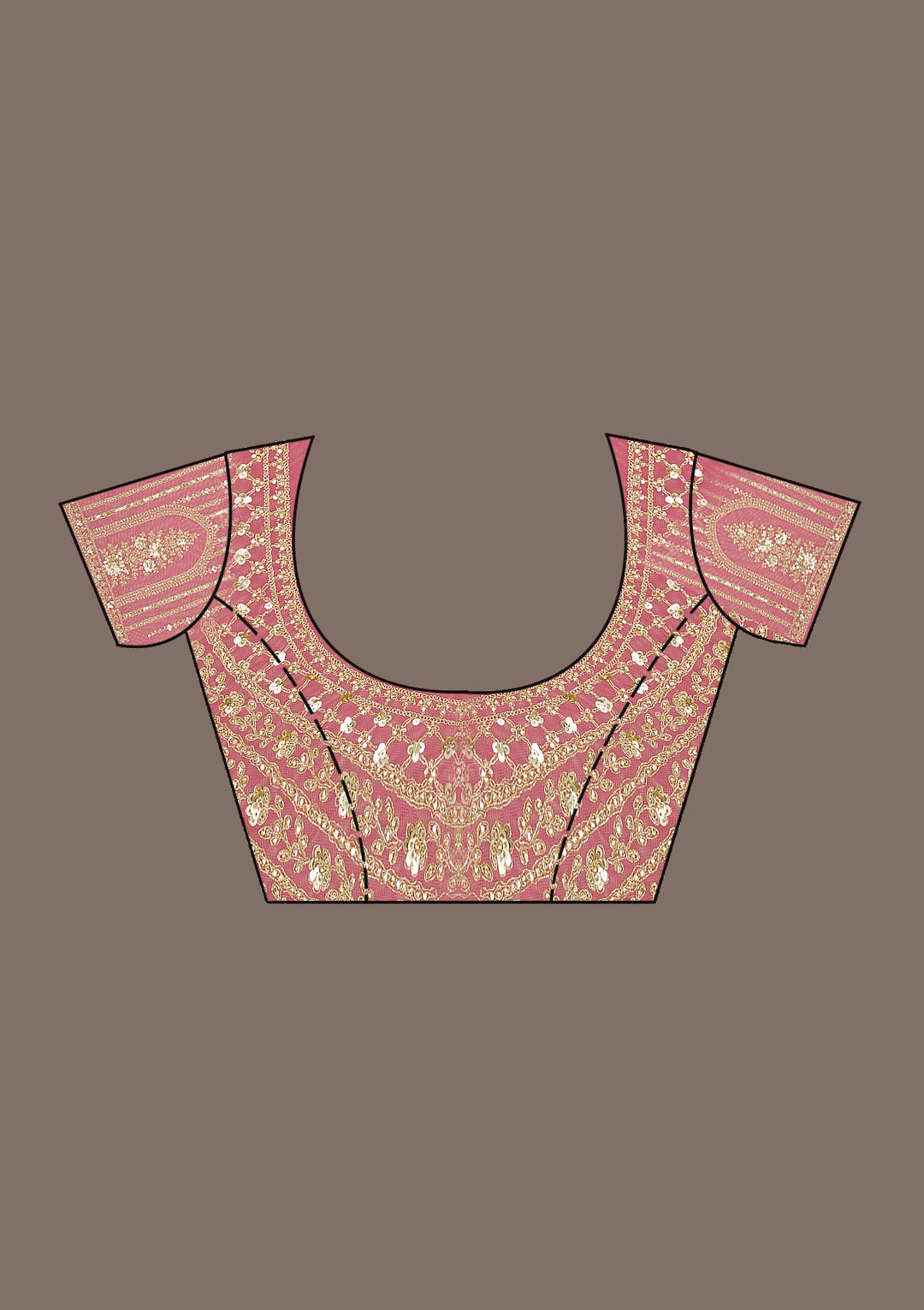 Rani Pink Zariwork Net Saree