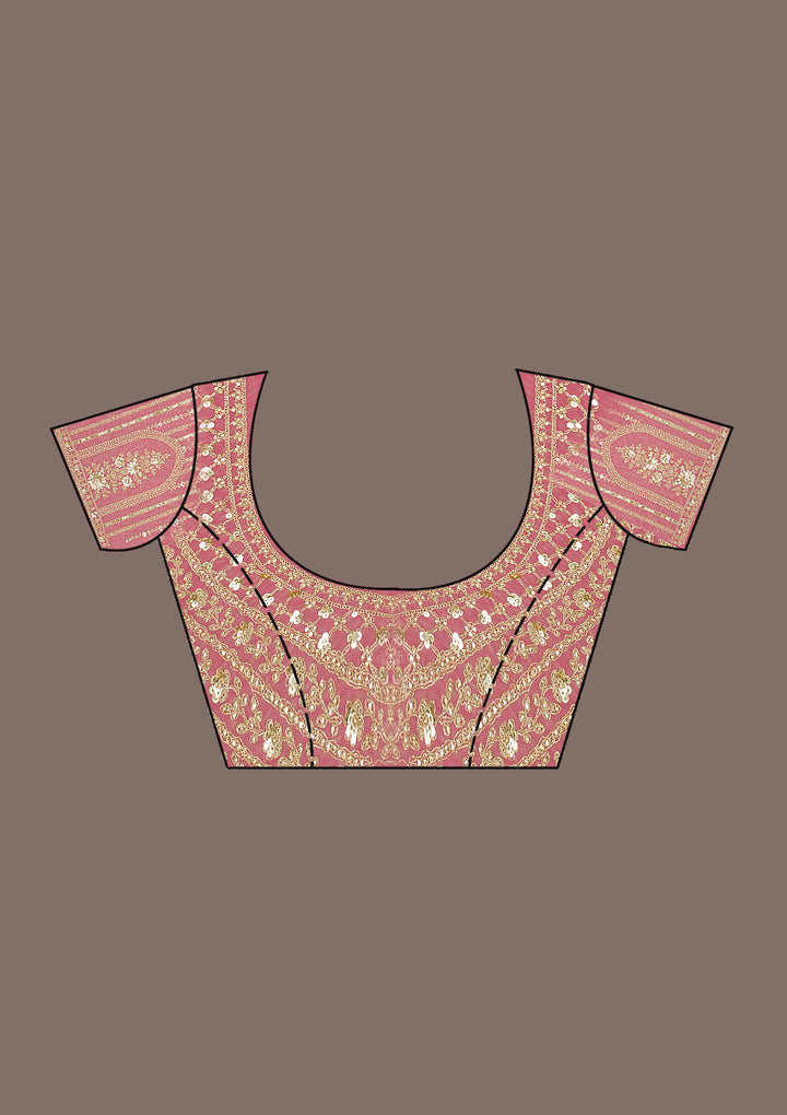 Rani Pink Zariwork Net Saree