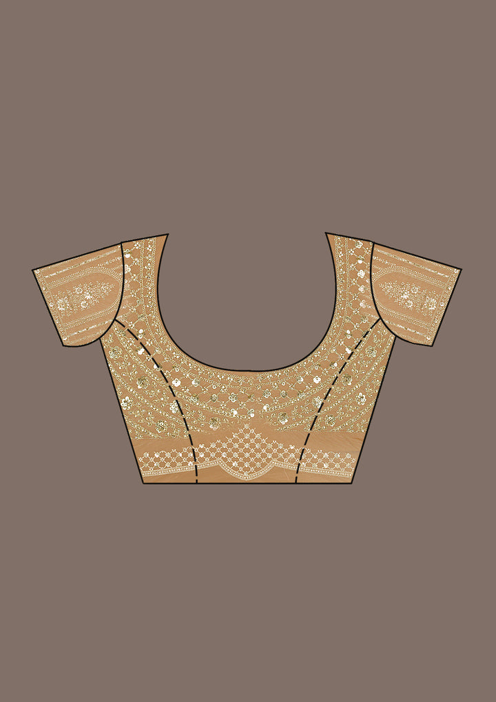 Rust Zariwork Net Saree